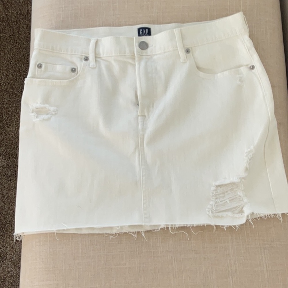 Gap white denim mini skirt